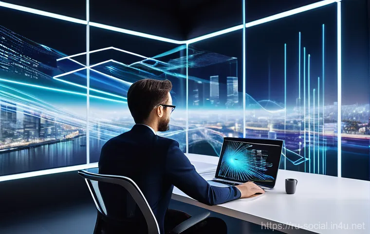소셜미디어마케팅 신기술 동향 - **AI as a Creative Partner:**
A vibrant and modern office setting where a young, diverse SMM spe...